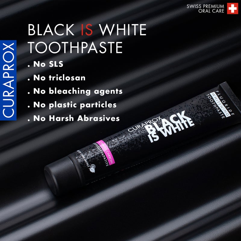 CURAPROX Black Is White Toothpaste - Gentle Cleaning for Sensitive Teeth & Gums I Ideal for Plaque Removal, 1 Pack - Image 2